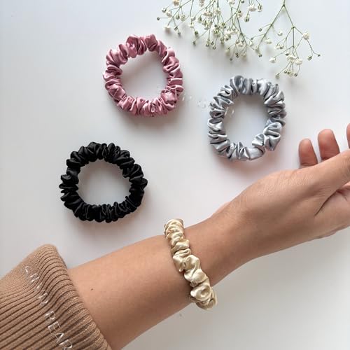 SILVR BEAR Luxury Satin Scrunchies, Satin Hair Ties for Thick, Thin & Curly Hair, Scrunchies for Women, Girls & Men Softer than Silk Hair Ties (Classic Skinny) - color: Classic Skinny