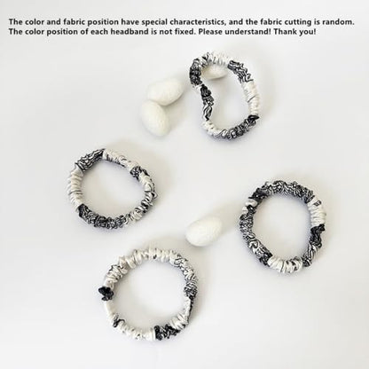 6 Pack 100% Muberry Silk Scrunchies for Women Luxury Hair Ties,No Damage Gentle Hair Bands,Ponytail Holders Silk Hair Ties for Thick and Thin or Curly Hair - color: Black