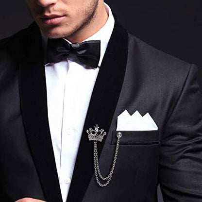 Collar Chain Pin for Men and Women - Hanging Tassel Brooch Lapel Pin for Business Suits - Bar Pin With Long Chain - Gifts - color: G: 2PCS