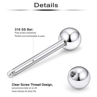24-48pcs 14G 14-22mm Tongue Rings Nipple Straight Barbells Surgical Steel Nipplerings Bar Body Piercing Jewelry for Women Men - color: 48pcs