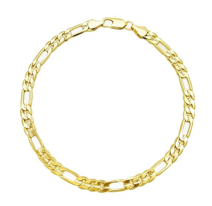 Gold Electroplated Anklet, Made in Korea - style: Concave Figaro Chain