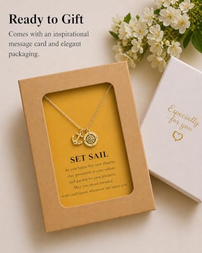 Zealmer Dainty 18K Gold Plated Compass World Map Pendant Necklace Graduation Gift for Friends - color: Travel