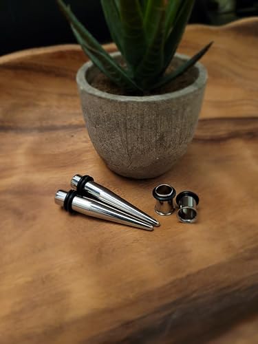 Pair of 316l Steel Tapers and Tunnels Ear Stretching Kit Gauges Gauging Plugs Choose 1g 7/16 1/2 9/16 5/8 00g-14g - style: 0g