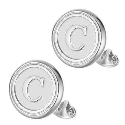Initial Letter Pins A-Z Men Classic Brass 26 Alphabet Badge for Business & Wedding Shirt - color: Silver, style: Letter C