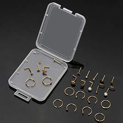 35-70 PCS 18G 20G Nose Rings for Women & Men - Gold Hoops, L Shape, Studs & Screw - 316L Surgical Stainless Steel - color: Color B-40pcs