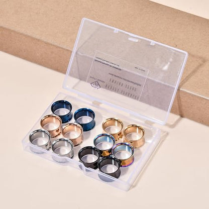 B BodyPJ Sparkles 6Pairs-Mix Color Surgical Steel Piercing Hollow Tunnel Ear Plugs Expander Gauges - size: 19mm