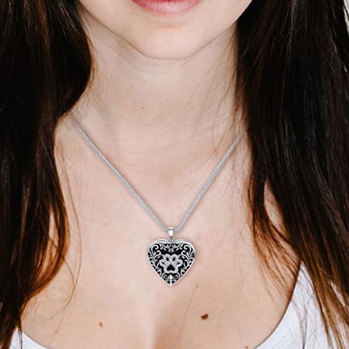 Fanery Sue Personalized Pet Locket Picture Necklace,Dog Cat Memory Gift | Custom Engraved Heart Photo Lockets Necklaces,Dog Cat Sympathy Memorial Jewelry for Women Men - color: Sliver, style: Pawprint