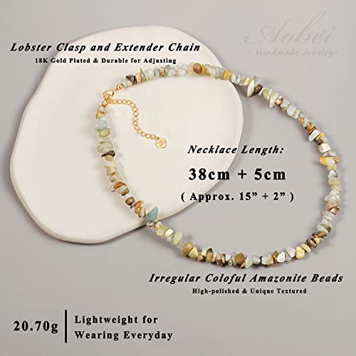 Aobei Pearl Gemstone Beaded Choker Necklace for Women Boho Turquoise/Cultured Freshwater Pearls/Garnet/Amazonite Jewelry - color: J Blue Amazonite