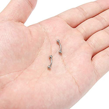 SCERRING 2-8PCS 16G G23 Titanium Curved Eyebrow Barbell Tragus Helix Ear Belly Lip Nipple Tongue Ring Body Piercing Jewelry 6-16mm - style: 2PCS - 8mm
