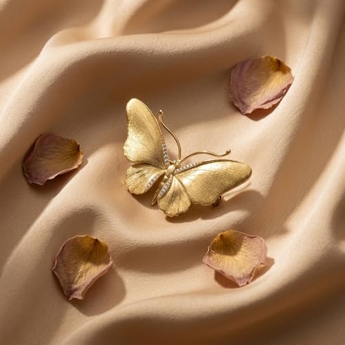 Gold Butterfly Rhinestone Brooch Pin for Women Exquisite Golden Brooch Pin Elegant Dress Broochs Pins Suit Shirt Broochs Pins Butterfly Jewelry Accessories Gift - color: Gold 1