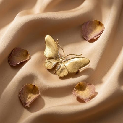 Gold Butterfly Rhinestone Brooch Pin for Women Exquisite Golden Brooch Pin Elegant Dress Broochs Pins Suit Shirt Broochs Pins Butterfly Jewelry Accessories Gift - color: Gold 1