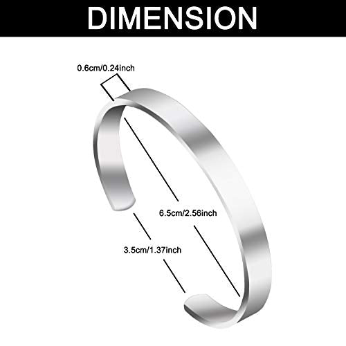Amlion Personalized Bracelets for Women,Engraved Custom Bracelets Cuff Inspirational Personalized Gifts for Women Girls-Double Side Engraved - color: Silver