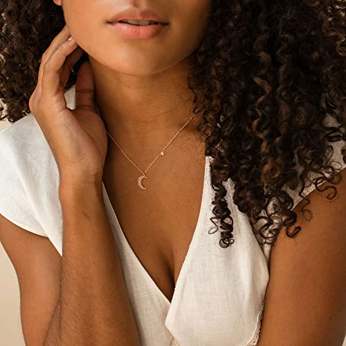 LLWOM Gold Necklace for Women-14k Gold Plated Infinity Necklace Star Of David Necklace Evil Eye Cross Pendants Heart Dainty Gold Necklace For Women - color: Gold-DaintyMoonStar