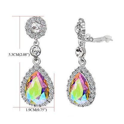 Gorgeous Austrian Crystal Rhinestone Wedding Bridal Teardrop Drop Dangle Earrings - color: AB