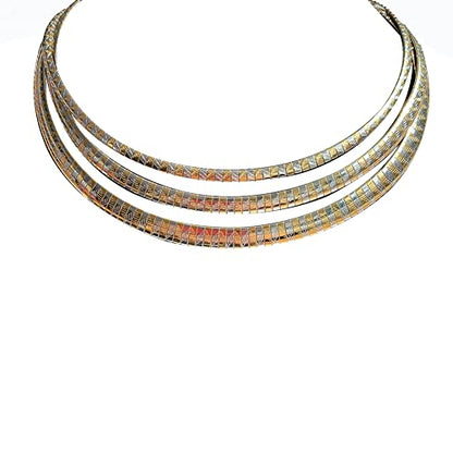 JAJAFOOK 4/6/8 MM Width Snake Bone Chain Stainless Steel Slash Wavy Flat Omega Collar Necklace - color: 6mm-Tricolor
