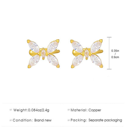 Ear Cuffs Earrings for Women Non Piercing Cartilage Cuff Wrap Clip on Earrings Trendy Pearl Rhinestone Tassel Chain Earrings Jewelry for Women - color: Butterfly Ear Cuff
