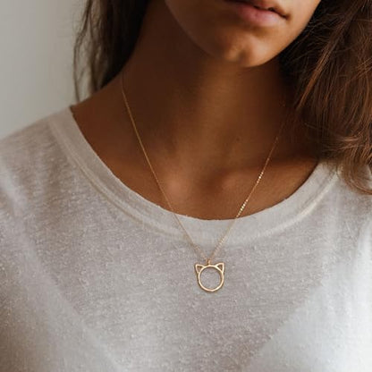 Valloey Rover Gold Necklaces for Women | Dainty 14K Gold/Sterling Silver Plated Cubic Zirconia Star Moon Pendant Necklaces Twist Rope Chain Simple Jewelry for Women - style: Gold-Cat