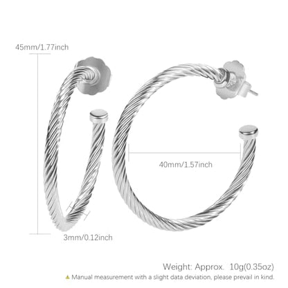 Inspired Designer Twisted Hoop Earrings for Women Fashion Jewelry Cable Wire Half Hoop Earrings for Women Gift - color: Large Hoop - Silver
