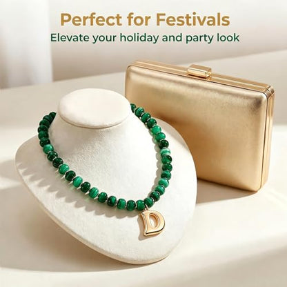 Initial Beaded Necklaces for Women,14K Gold Plated Bubble Letter Pendant Jewelry Gifts - color: acrylic neccklace-d