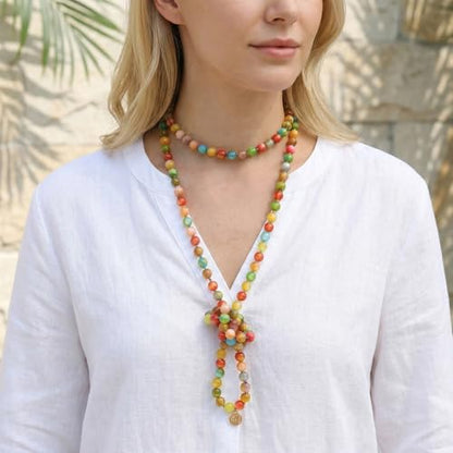 Firstmeet Fashion Beads Rope Knot Long Beaded Necklace Versatile 60" Strand Costume Jewelry for Women - color: Colorful