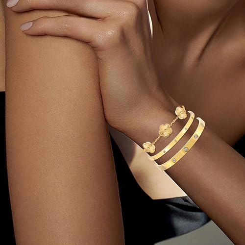 Camhanno Gold Bangles for Women - Stainless Steel Love & Friendship Bracelet Set with Gift Box | Daily Wear & Party Jewelry - color: Gold Bracelet Collection