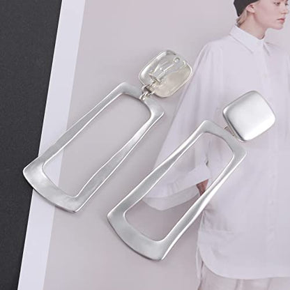 Women's Statement Clip-On Earrings Hypoallergenic Lightweight Clip Earrings - color: rectangular hollow