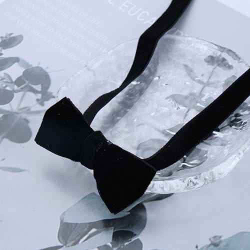 Punk Black Velvet Bow Necklace Black Satin Collar Necklace Bow Tie Choker Necklace Velvet Suede Choker Necklace Jewelry for Women