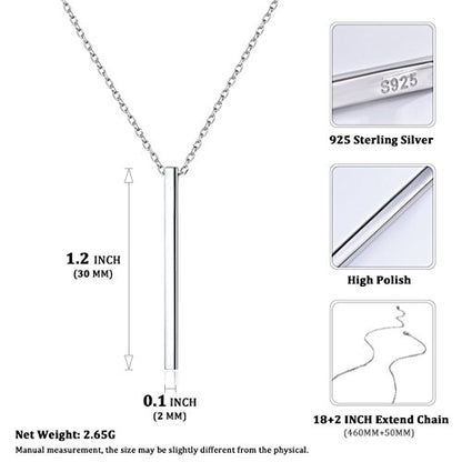 ChicSilver Customizable Vertical Bar Pendant Necklace 925 Sterling Silver Y Necklace Simple Fashion Jewelry Gifts for Women - style: A. 2mm Vertical Bar-Silver