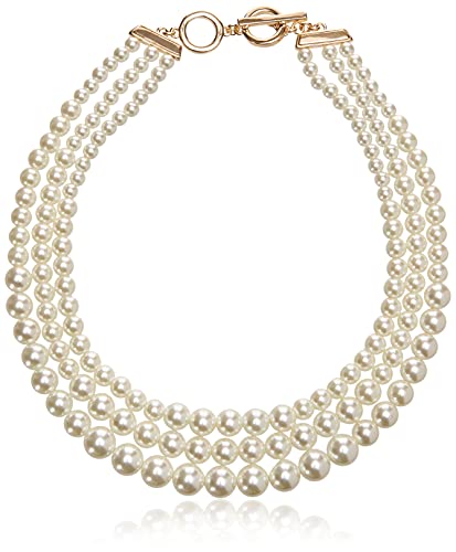 Anne Klein Women's Pearl Collar Necklace, Statement Fashion Jewelry with Pearl Accents and Adjustable Extender for Everyday and Dress Wear - color: Multirow Pearl