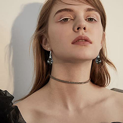 Unique Sparkly Multi-color Crystal Teardrop Dangle Drop Earrings Rainbow Crystal Geometry Earrings for Women Statement Chic Charm Jewelry Gifts - color: Grey