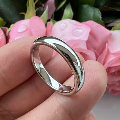 TUTISS 2mm 3mm 4mm 5mm 6mm 7mm 8mm 10mm White Tungsten Rings for Men Women Engagement Wedding Bands Domed Polished Shiny Comfort Fit - color: 4mm White Tungsten