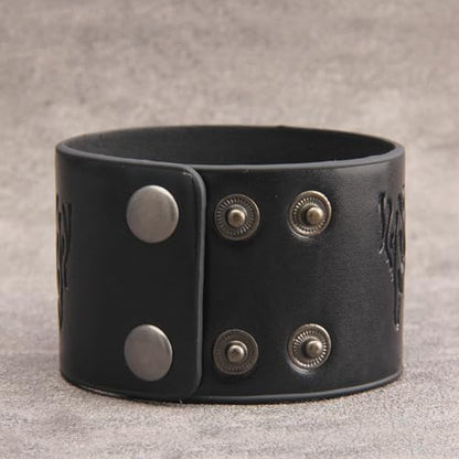 GelConnie Punk Leather Cuff Bracelet Adjustable Straps Wrap Bracelets Arm Armor Cuff Gothic Leather Wristbands for Men, Women - color: MLPB083-Black