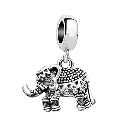 KunBead Elephant Birthstone Dangle Bead Birthday Charms Compatible with Pandora Bracelet for Women - color: April