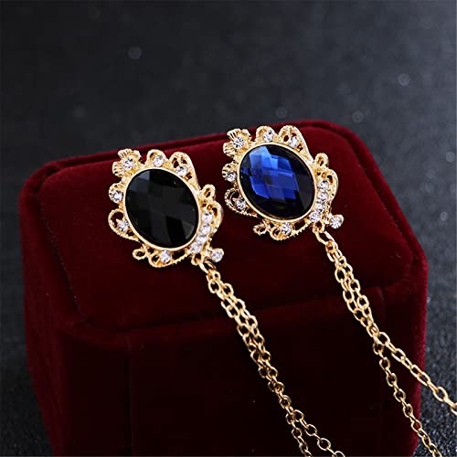 4PCS Gem Brooch Lapel Pin Chain for Men Retro Crystal Tassel Chain Brooch Pin Career Suit Tuxedo of Shirts Tie Hat Scarf Father's Day Gift - color: 4PCS Gem Brooch