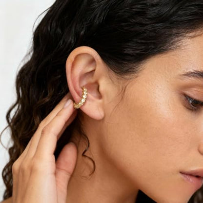Ear Cuffs Non Piercing Gold Silver Earrings Cute Cubic Zirconia Sparkling Ear Cuff for Women Clip On Cartilage Huggie Earring Christmas Jewelry Costume - color: Gold-One