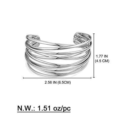 WOWORAMA Chunky Cuff Bracelets for Women Multi-layer Cross Wire Open Bangle Bracelet Adjustable Chunky Wide Open Wrist Arm Cuffs Wrap Bracelet Gold/White Gold - color: White-Gold Cross Wire Cuff