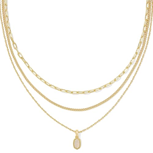Kendra Scott Elisa Triple Strand Necklace, Fashion Jewelry for Women - color: IRIDESCENT DRUSY