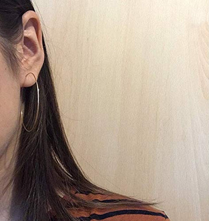 3 Pairs Thin Extra Large Hoop Earrings Set，Fashion Huge Gold Hoops 18k Gold Plated Lightweight Stainless Steel Hoops Big Geometric Round Gold Hoop Earrings Set Minimalist Jewelry for Women - size: 55MM
