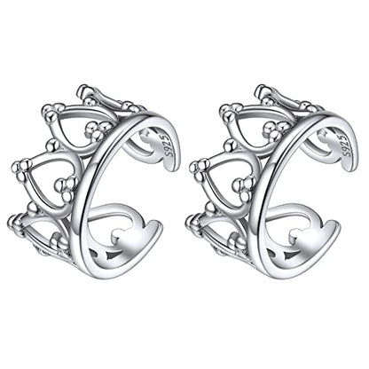ChicSilver 925 Sterling Silver Ear Cuff Earrings Non Piercing Clip on Cartilage Cuff Earrings for Women - style: I: Crown