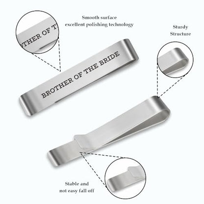 Brother of The Bride Gifts Best Man from Groom Sister Bride Stainless Steel Tie Clip Bar Pin Tie Clips Man of Honor Groomsman Gifts for Wedding Sister Marriage Gift Presents for Men Brothers