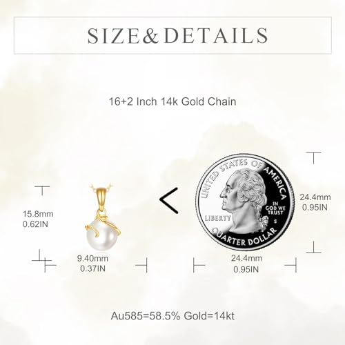 KECHO 14k Gold Pearl Necklace for Women, Freshwater Pearl Pendant Jewelry Wedding Anniversary Birthday Gifts for Her - style: E-Pearl Necklace