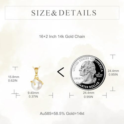 KECHO 14k Gold Pearl Necklace for Women, Freshwater Pearl Pendant Jewelry Wedding Anniversary Birthday Gifts for Her - style: E-Pearl Necklace