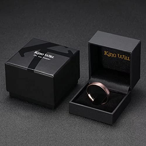 King Will Wedding Band for Men Women, 2/4/6/7/8mm Domed Matte Brushed Tungsten Carbide Rings, Solid/Dual Color Engagement Rings, Comfort Fit - color: Brown-4mm
