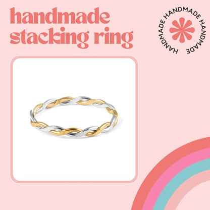 Harmony Braided Stacking Ring | Gold Statement Ring | Gold-Filled for Women | Simple and Elegant | Minimalist Jewelry | Waterproof Everyday Wear | Stacking Ring | Handmade