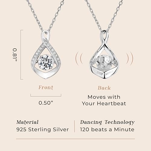 ARINZA Moissanite Necklace for Women, 1 Ct 925 Sterling Silver Dancing Stone Pendant, 18+2 Inch Chain, Valentine’s Day Christmas Gift for Her, Wife, Mom, Anniversary, Birthday - color: 8 Infinity Love