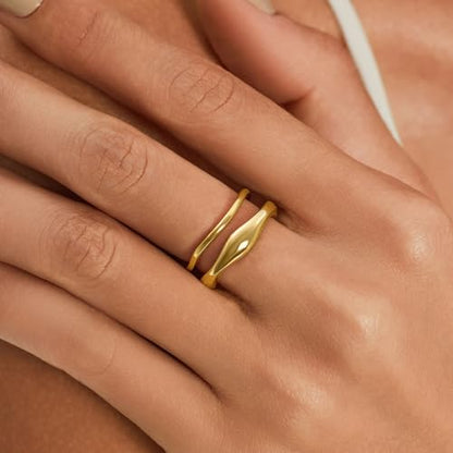 Cicy Bell Stackable Rings for Women 18K Gold Plated Non Tarnish Ring Set | Dainty Cubic Zirconia,Promise Wedding Engagement Rings, Statement Thin Rings,Trendy Jewelry Gifts - color: Gold-Style D, size: 8