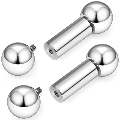 16G-00G Tongue Rings Nipple Piercings Internally Threaded Straight Barbell 316L Surgical Steel Body Piercing Jewelry for Women Men Black silver 12mm 14mm 16mm 19mm Bars Length - color: Silver, size: 4G(5mm)-12mm barbells-8mm Balls