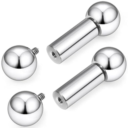 16G-00G Tongue Rings Nipple Piercings Internally Threaded Straight Barbell 316L Surgical Steel Body Piercing Jewelry for Women Men Black silver 12mm 14mm 16mm 19mm Bars Length - color: Silver, size: 0G(8mm)-16mm barbells-12mm Balls