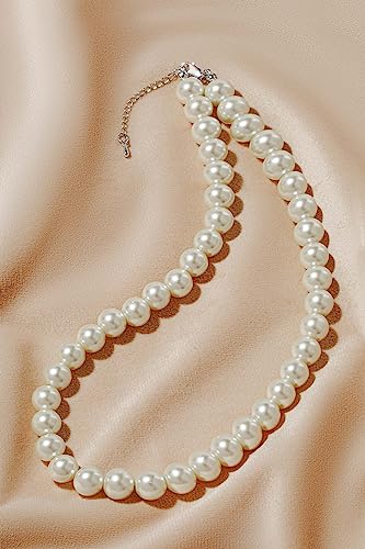 BABEYOND Round Imitation Pearl Necklace Wedding Pearl Necklace for Brides - color: White, size: 10mm