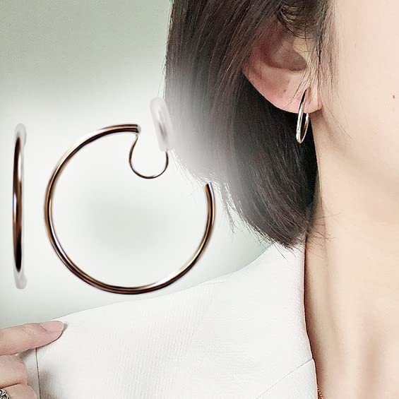 Clip On Hoop Earrings for Women Not Pierced Gold Silver Large Chnky Square Twisted Comfortable Coil Hoop Clip On Earrings - color: 30mm Hoop Silver